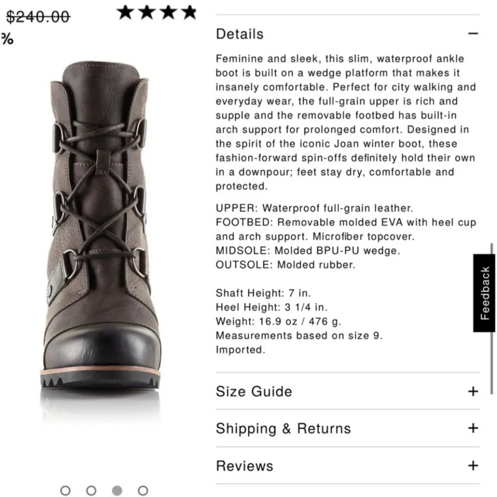 SOREL Joan of Arctic mid wedge boot, women’s 6.5 - Picture 4 of 16